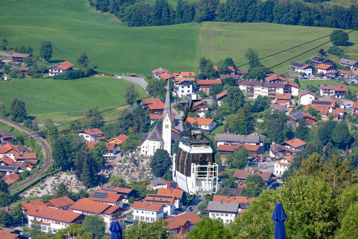Looking down into the valley from the cable car