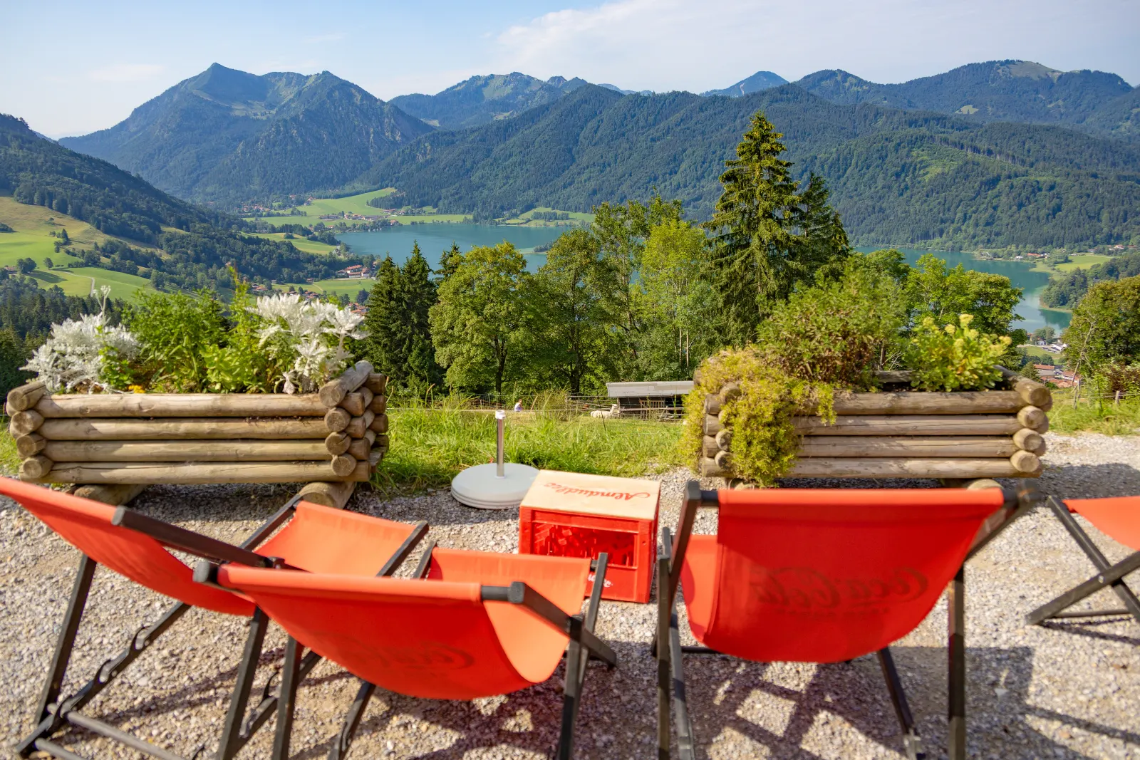 Deck chairs in the outdoor area