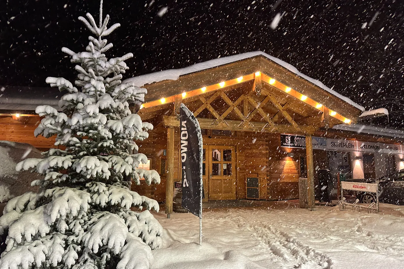 Abends bei Schneefall